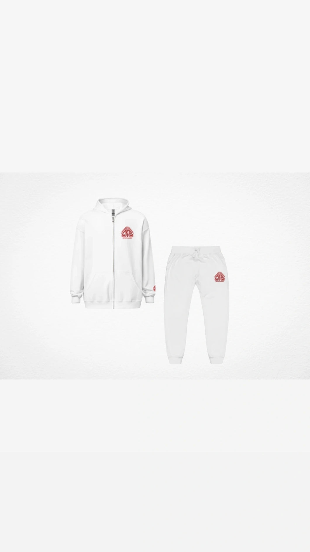 Premium Embroidery White and Red Fed Up Sweatsuit