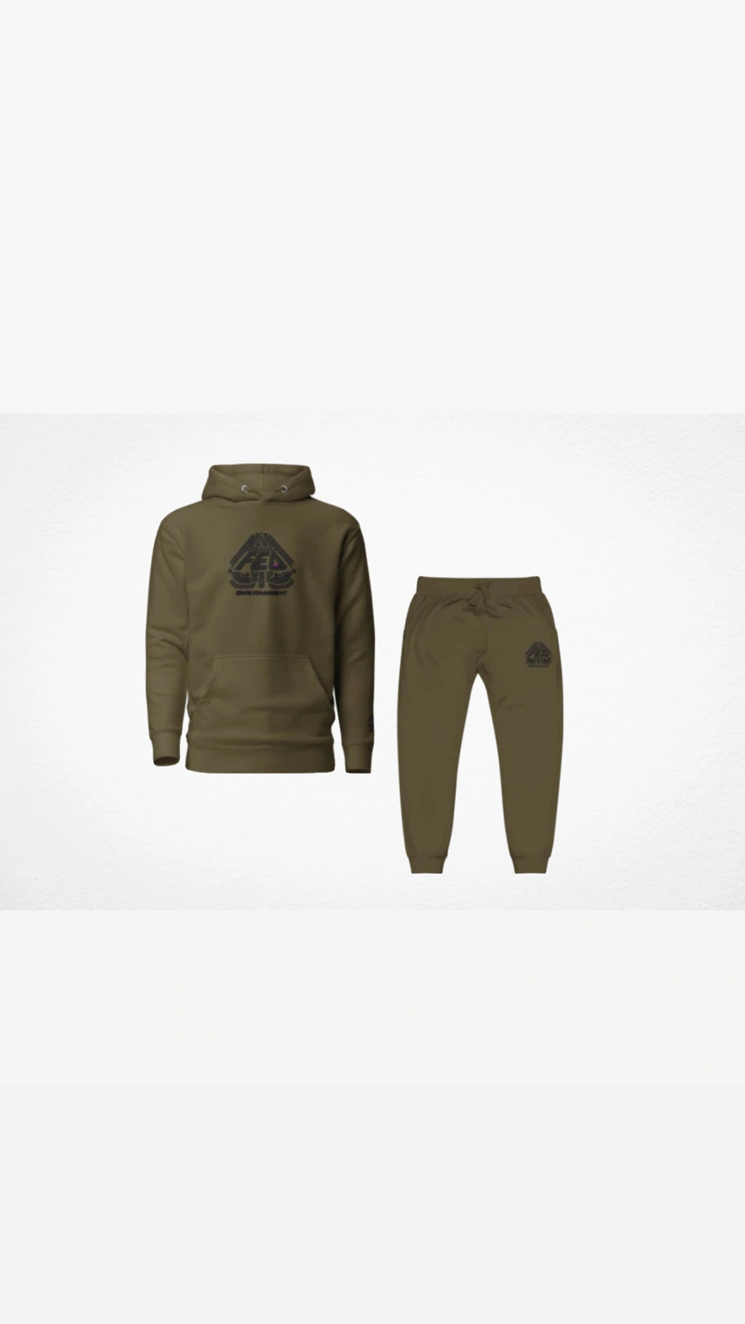 Premium Embroidery Military Green and Black Fed Up Sweatsuit