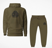 Load image into Gallery viewer, Premium Embroidery Military Green and Black Fed Up Sweatsuit
