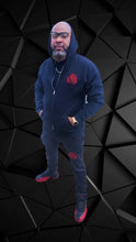 Load image into Gallery viewer, Premium Embroidery Black &amp; Red Fed Up Zip Sweatsuit
