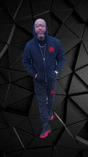 Load image into Gallery viewer, Premium Embroidery Black &amp; Red Fed Up Zip Sweatsuit
