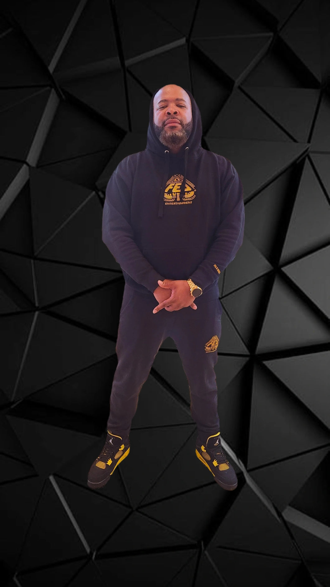 Premium Embroidery Black & Gold Fed Up Sweatsuit