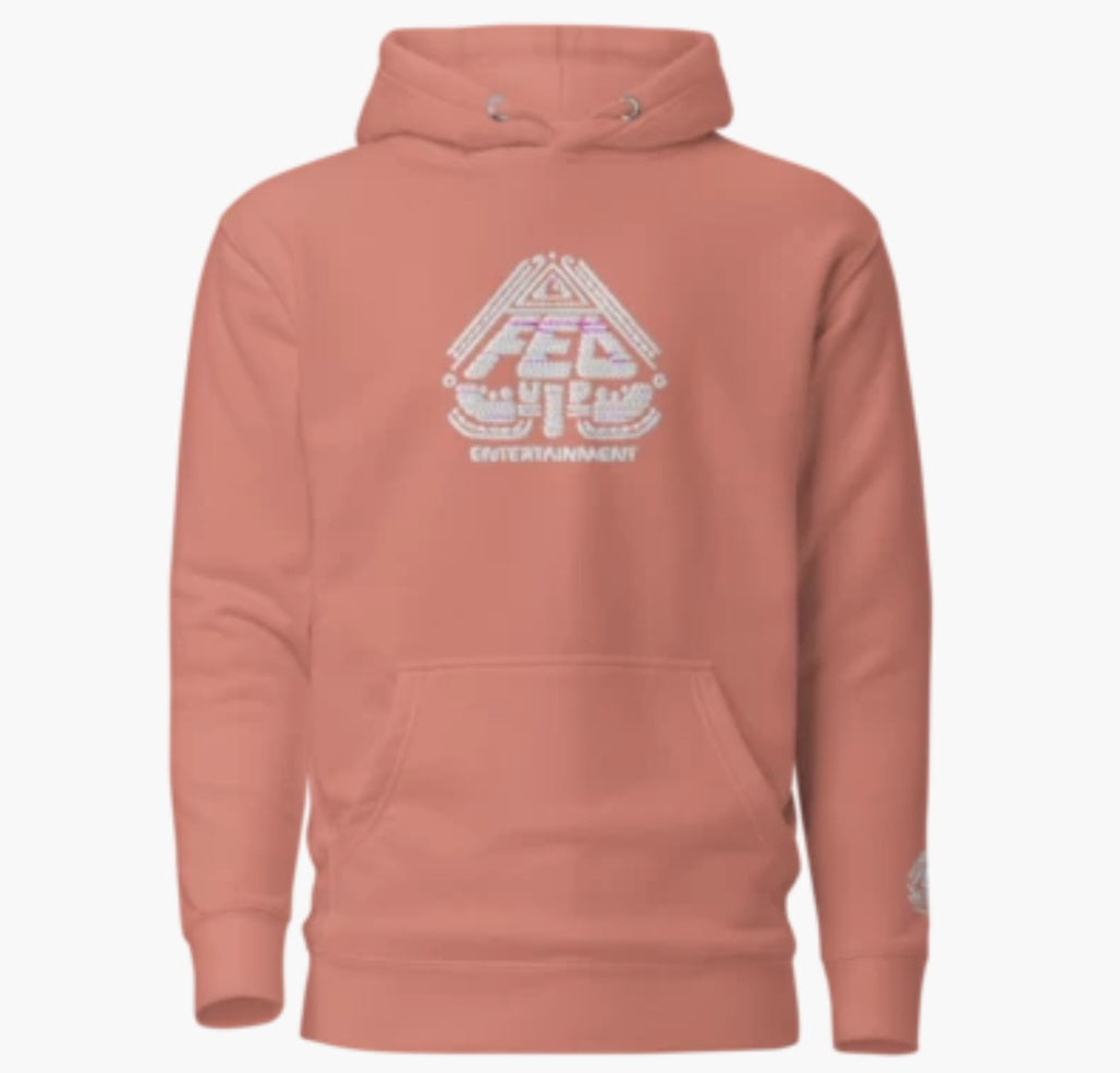 Premium Embroidery Dusty Rose and White Fed Up Hoodie