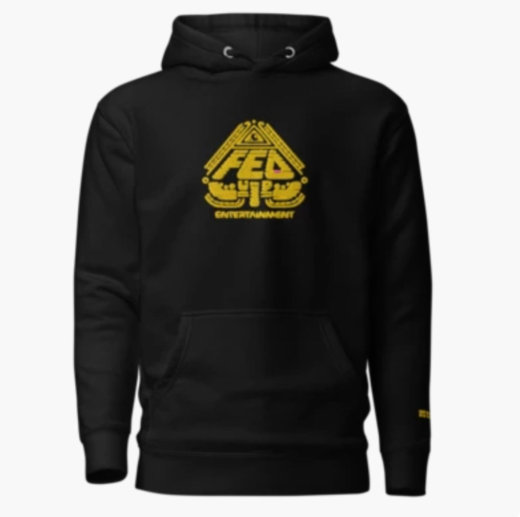 Premium Embroidery Black & Gold Fed Up Hoodie