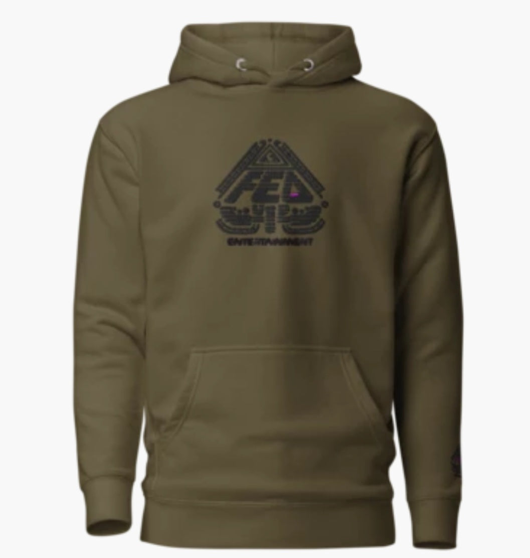 Premium Embroidery Military Green and Black Fed Up Hoodie
